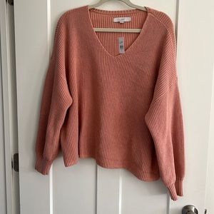 LOFT Women's V-Neck Sweater in Pink